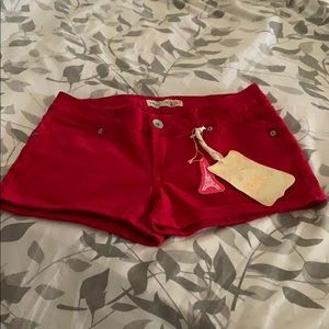 Brand new red jean shorts